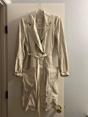 Tracy Reese Cream Perforated Leather Jacket with Pink Label